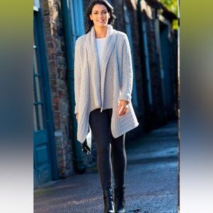 IRELANDS EYES Glenross Waterfall Cardigan (light gray) Size L RETAIL $249